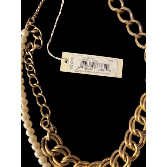 Kenneth Cole Gold-Tone Chain & Faux Pearl Layered Necklace With Lobster Clasp - Picture 9 of 15